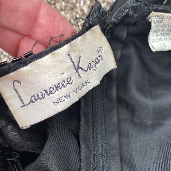 Vintage 80s Laurence Kazar Beaded Shortsleeve Black Formal Cocktail Dress Large - Picture 7 of 16